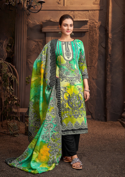 Elegant Viscose Rayon Suit with Swarovski Diamond Work