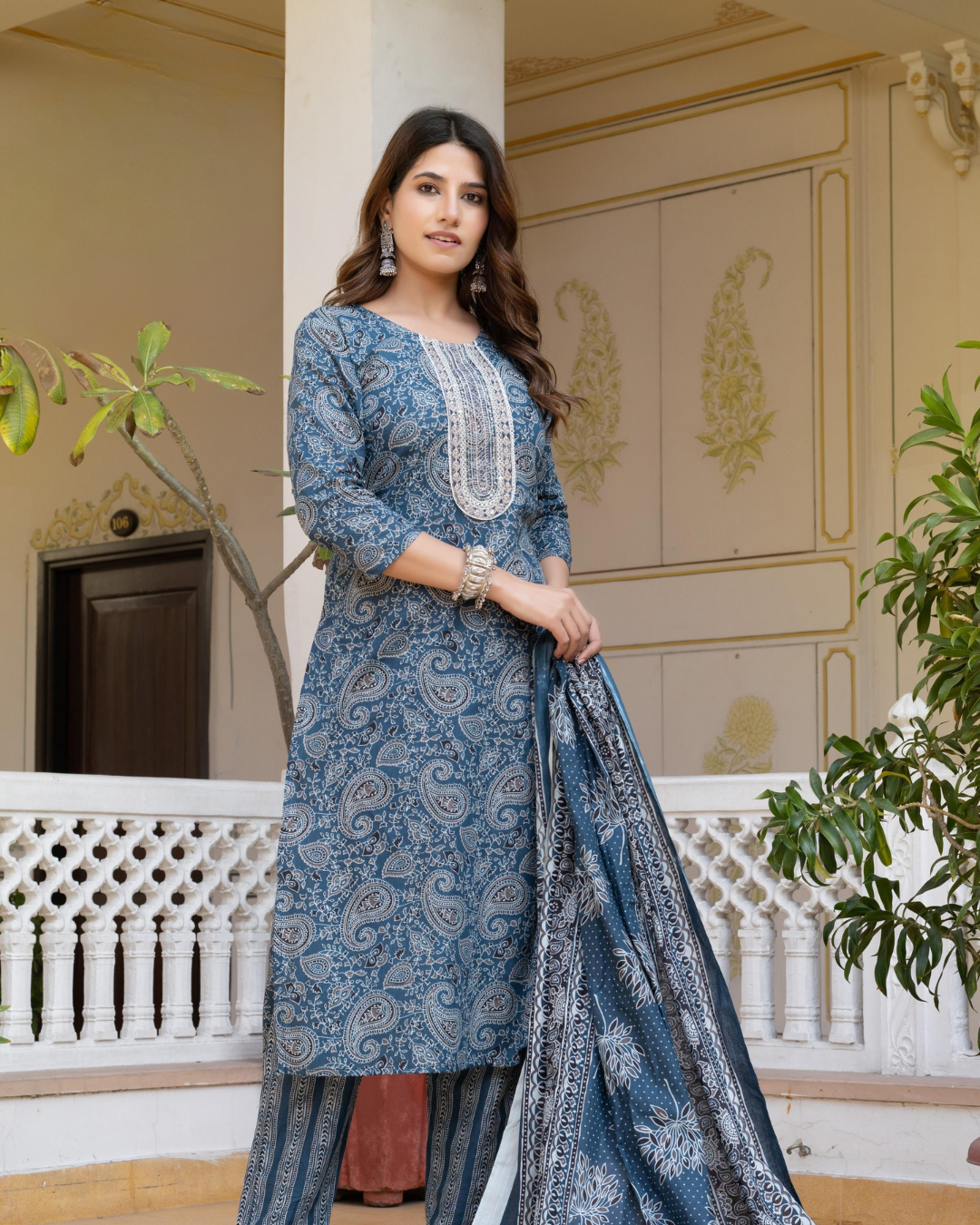 COTTON KURTI WITH PANT & DUPATTA