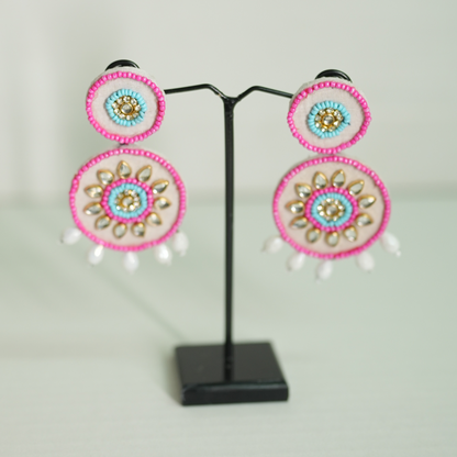 Handmade Mirror & Bead Circle Earrings by Desisnitch