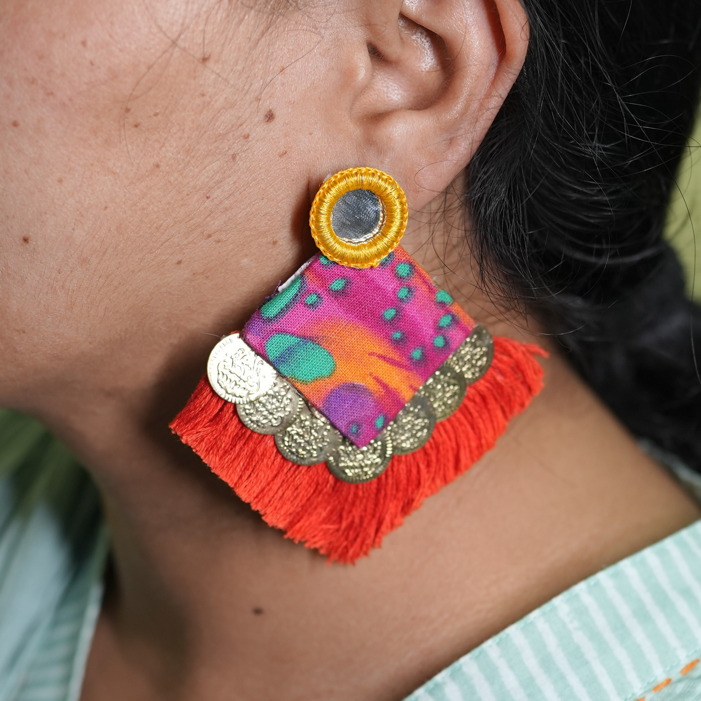 Vibrant Threads of Tradition – Handmade Boho Statement Earrings by Desisnitch 🌺