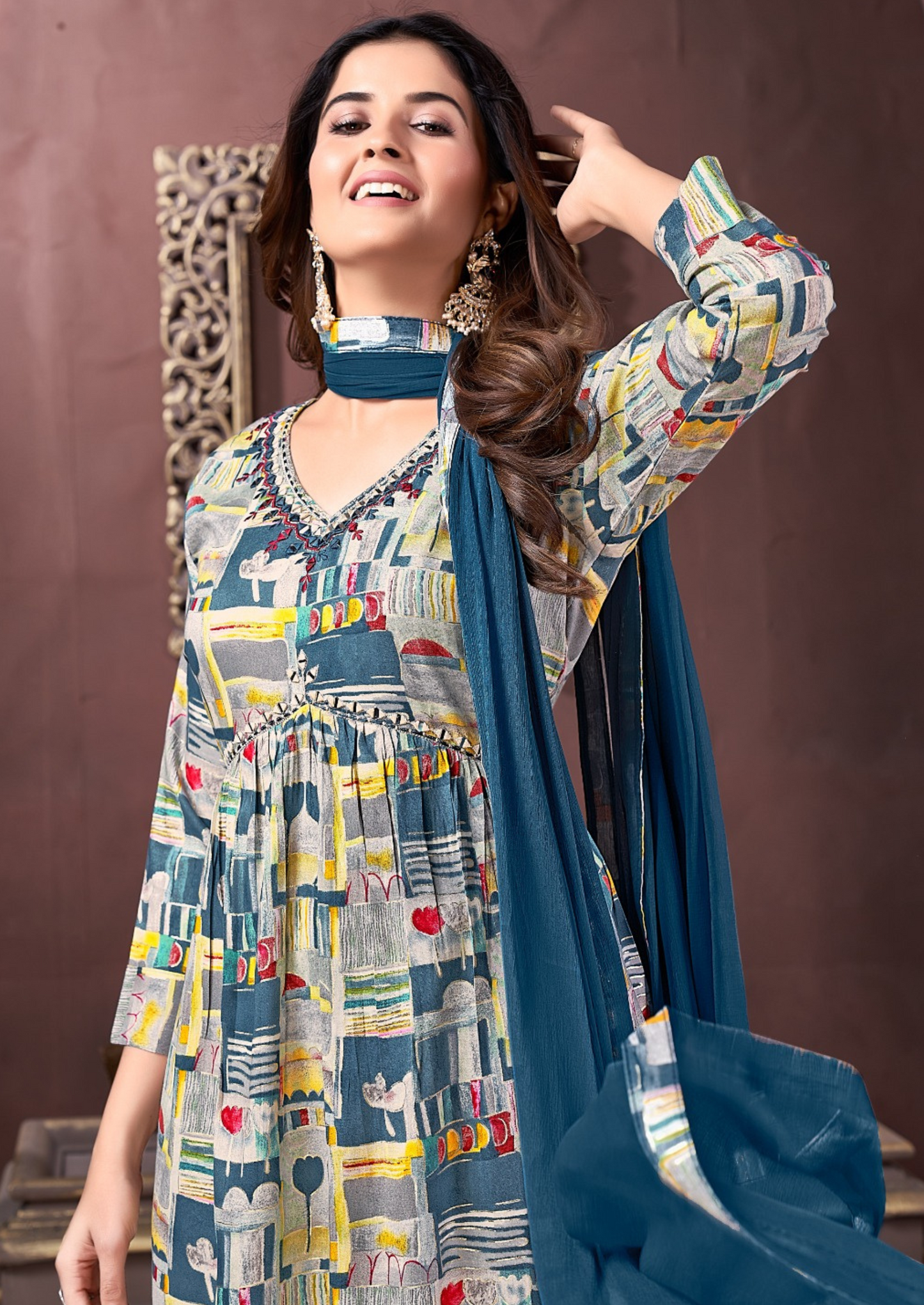 Premium Rayon Handwork Suit with Heavy Najmin Dupatta