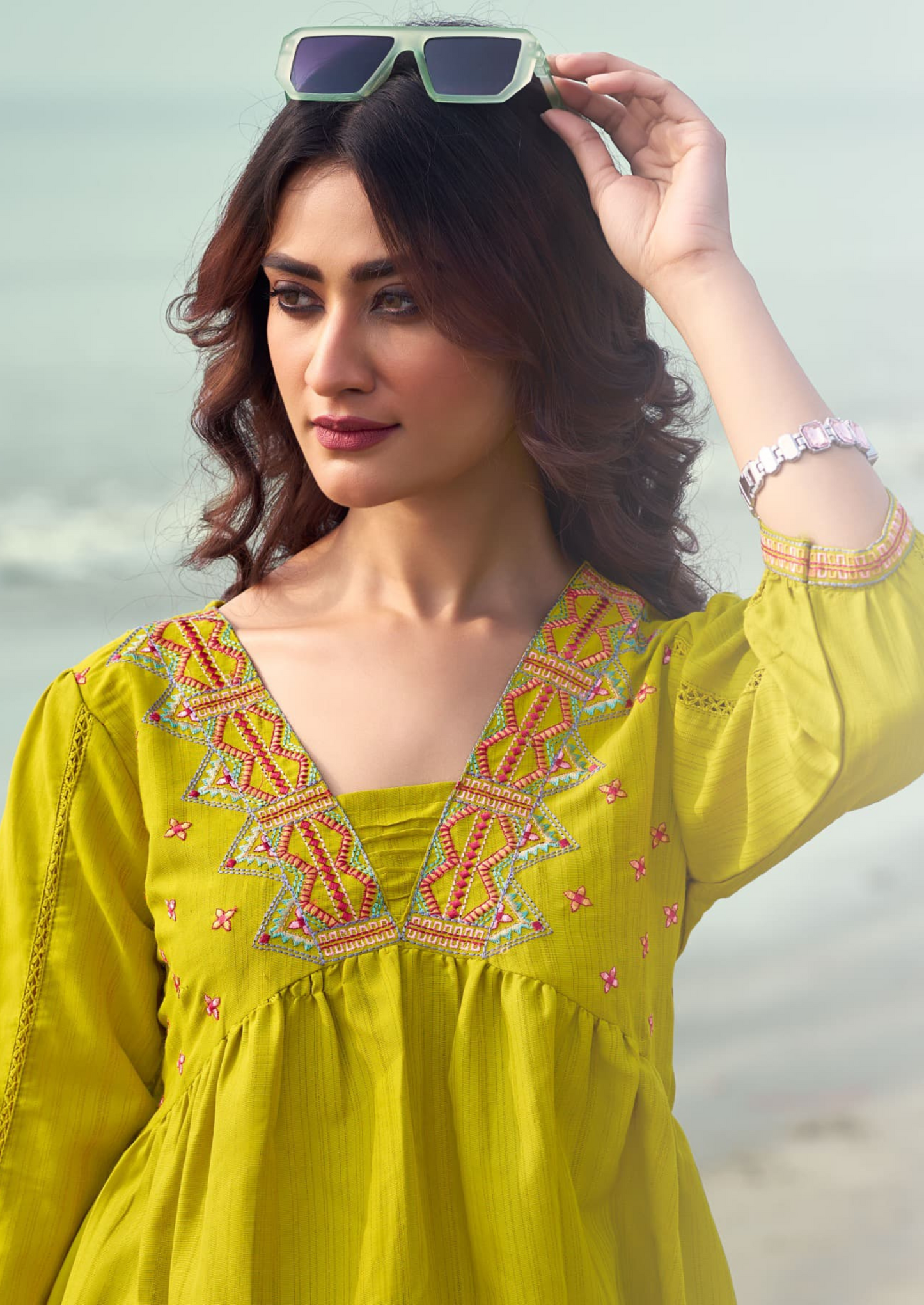 Elegant Viscose Embroidered Top – Perfect for Office & Casual Wear