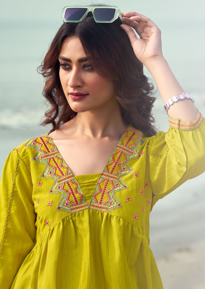 Elegant Viscose Embroidered Top – Perfect for Office & Casual Wear