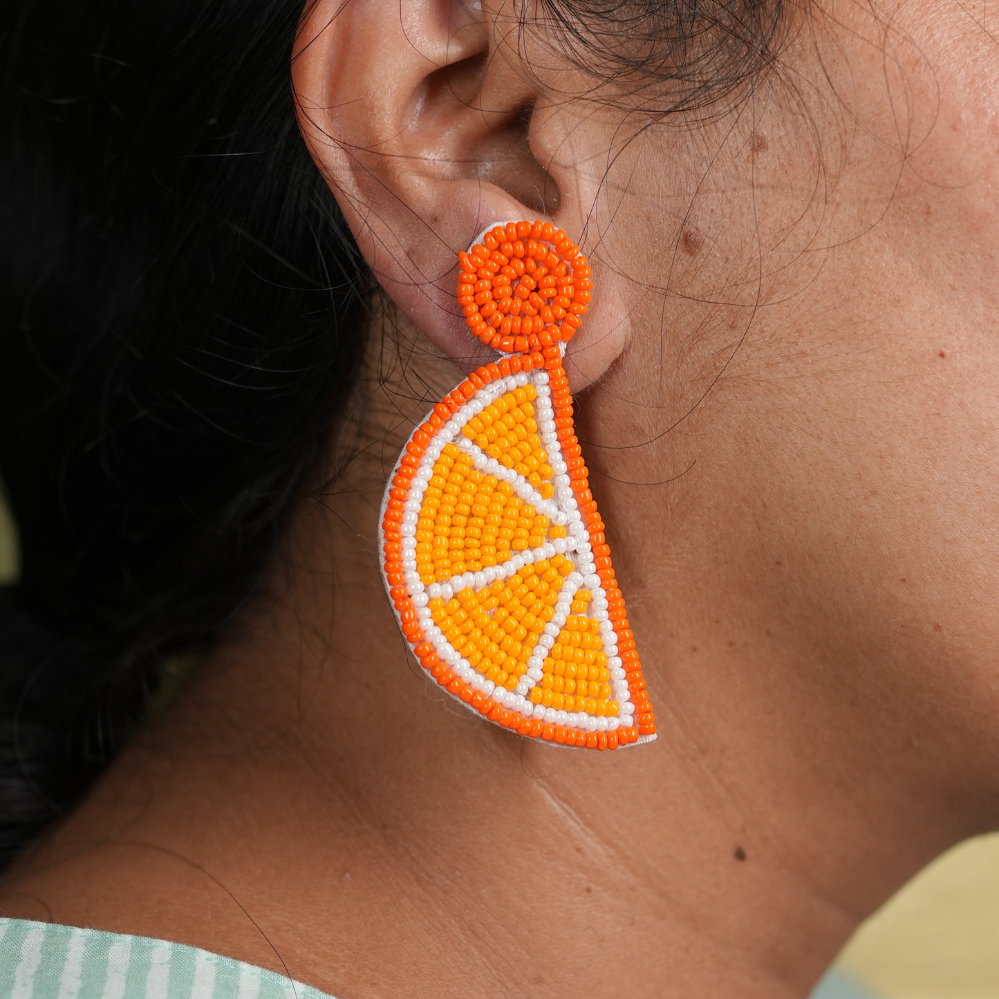 Handmade Citrus Beaded Earrings by Desisnitch