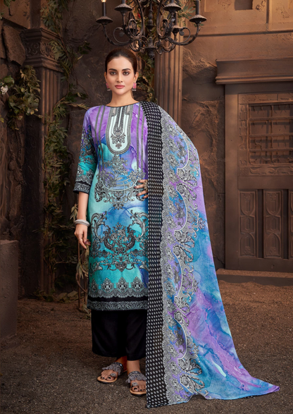 Elegant Viscose Rayon Suit with Swarovski Diamond Work