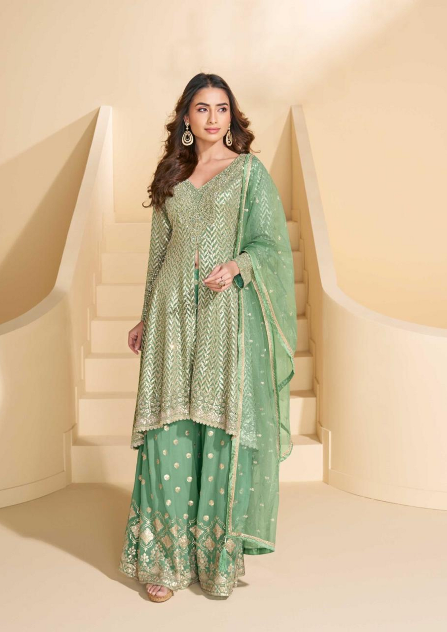 Luxury Embroidered Georgette Suit – Free Size Stitched