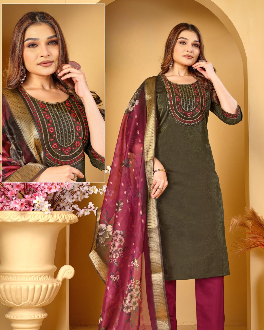 Elegant Ensemble in Roman Simmer Silk