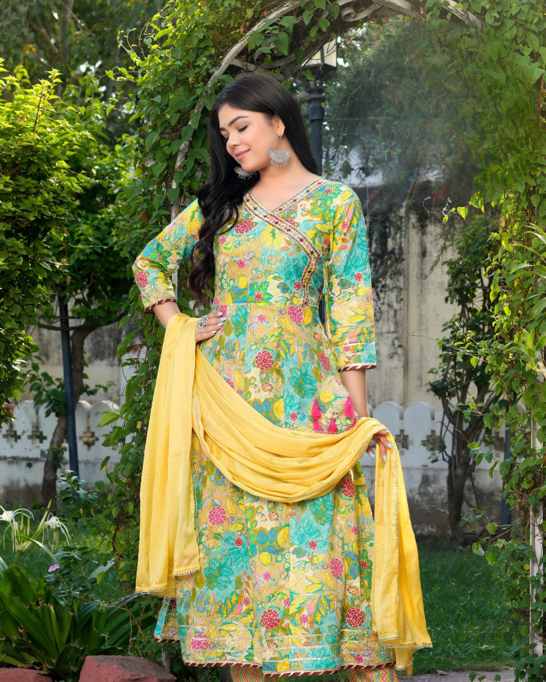 Premium Cotton Anarkali Set (3-Piece Set – Top, Pant & Dupatta)