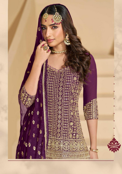 Free-Size Stitched Georgette Ensemble – Premium Embroidered Set