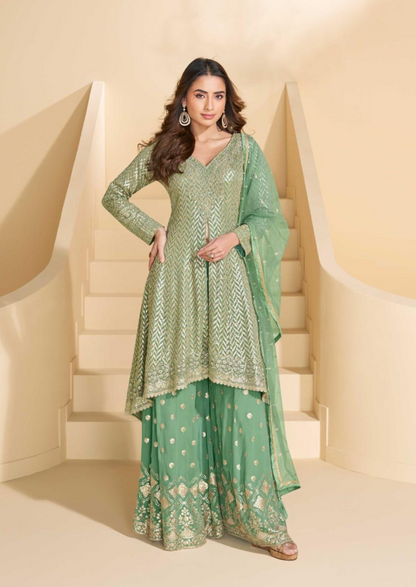 Luxury Embroidered Georgette Suit – Free Size Stitched