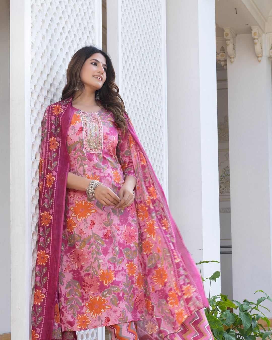 COTTON KURTI WITH PANT & DUPATTA