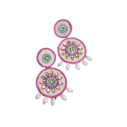 Handmade Mirror & Bead Circle Earrings by Desisnitch