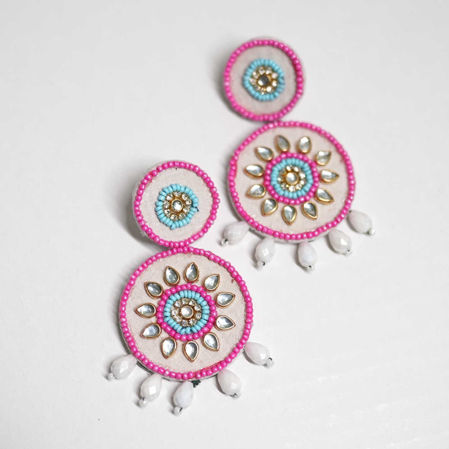 Handmade Mirror & Bead Circle Earrings by Desisnitch