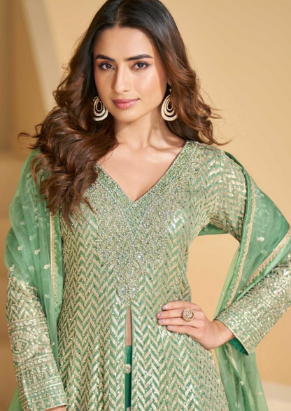 Luxury Embroidered Georgette Suit – Free Size Stitched