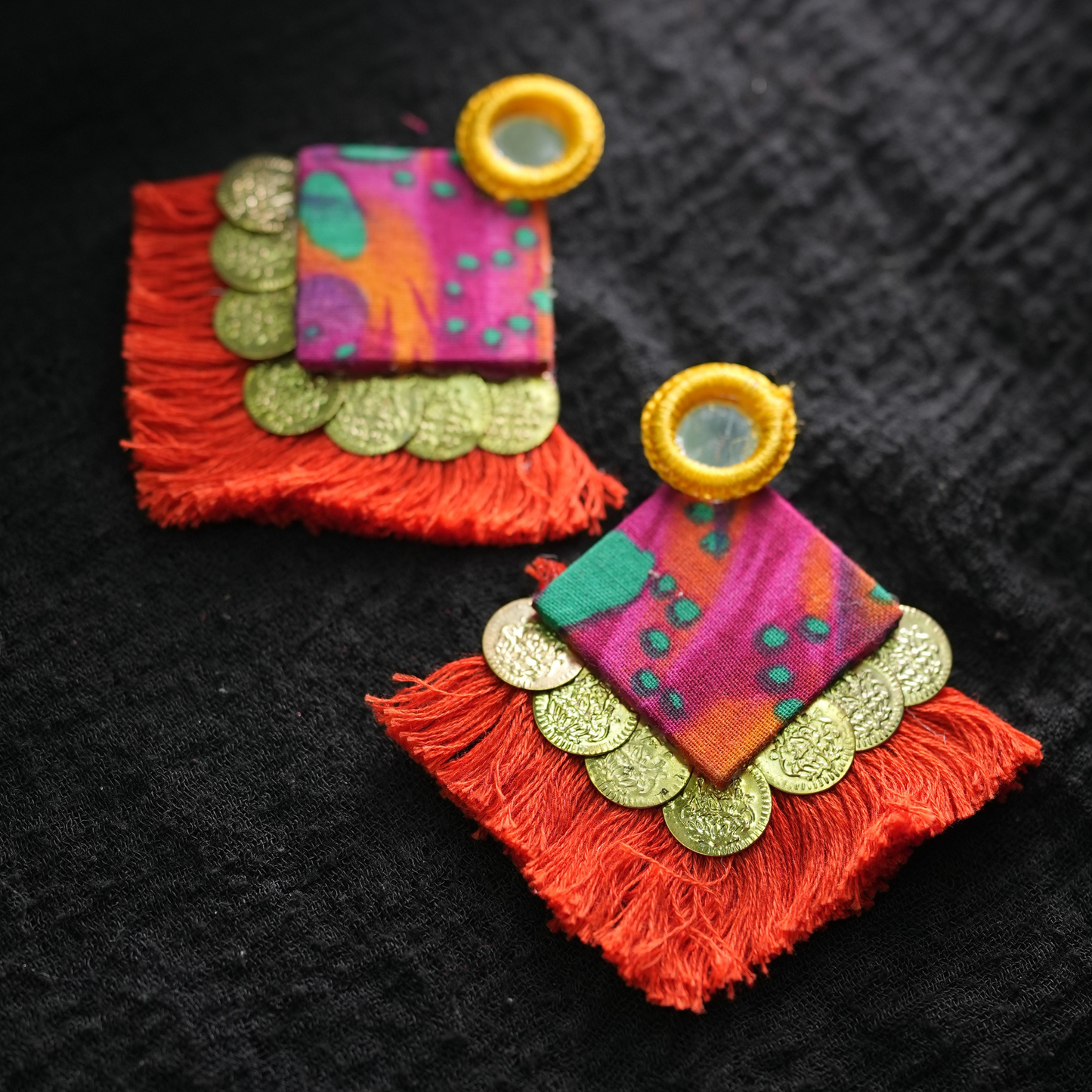 Vibrant Threads of Tradition – Handmade Boho Statement Earrings by Desisnitch 🌺