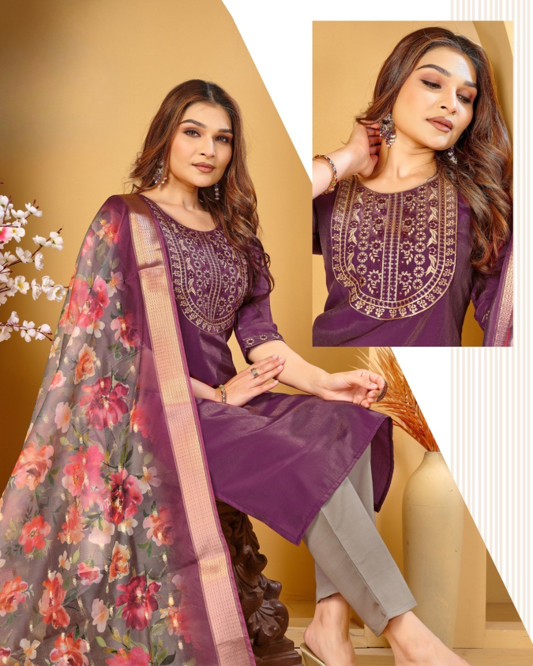 Elegant Ensemble in Roman Simmer Silk