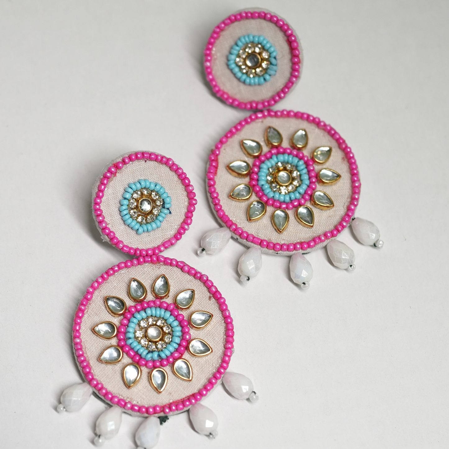 Handmade Mirror & Bead Circle Earrings by Desisnitch