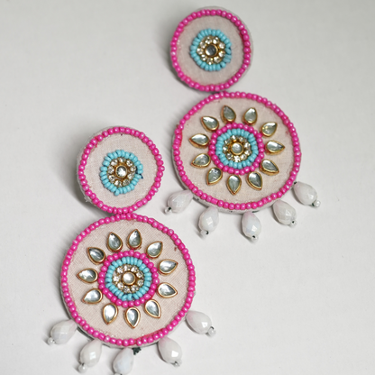 Handmade Mirror & Bead Circle Earrings by Desisnitch