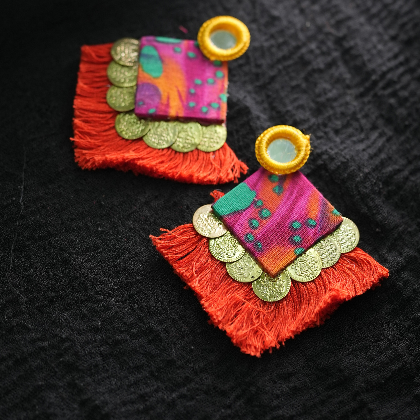 Vibrant Threads of Tradition – Handmade Boho Statement Earrings by Desisnitch 🌺