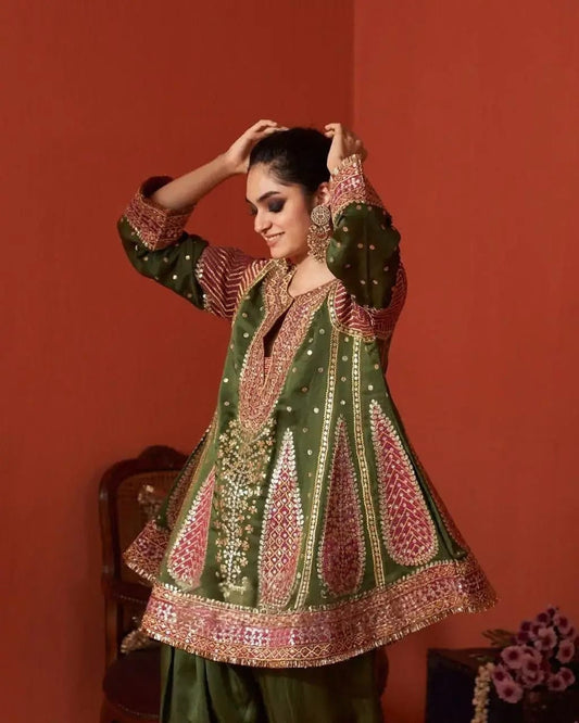 Elegant Pure Tissue &amp; Organza Embroidered Suit – Premium Quality