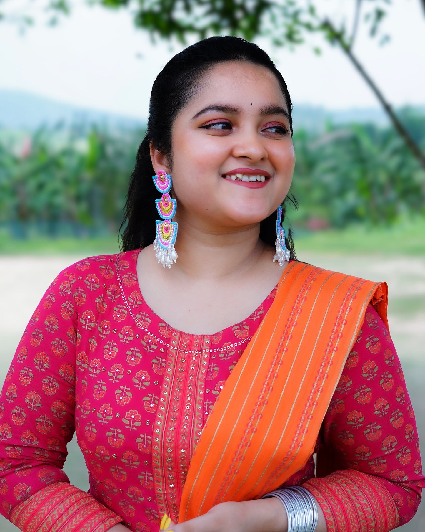 Desisnitch Handmade Lotus Drop Earrings