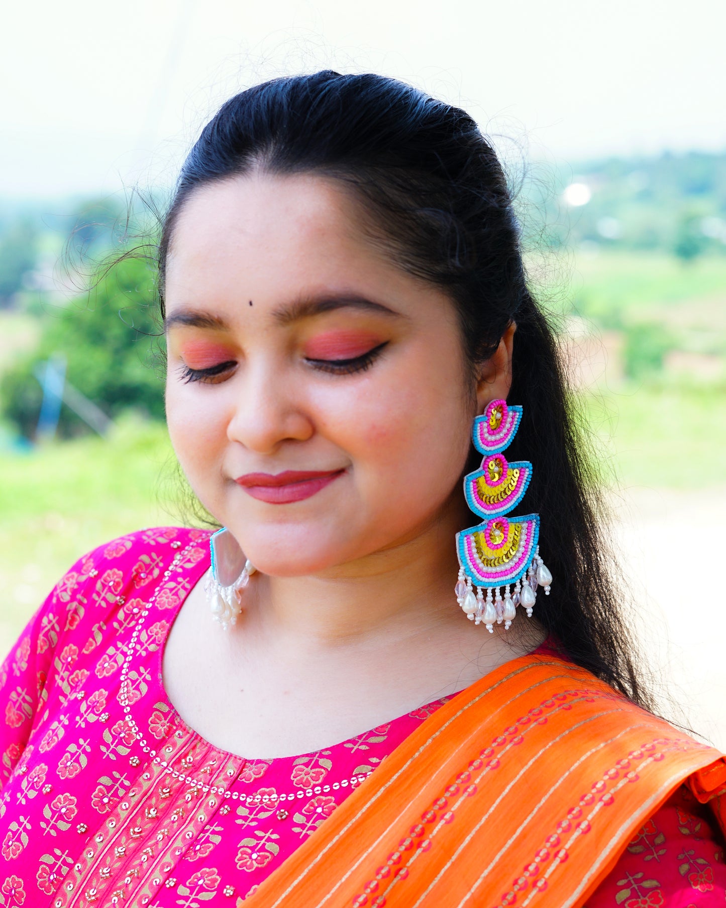 Desisnitch Handmade Lotus Drop Earrings