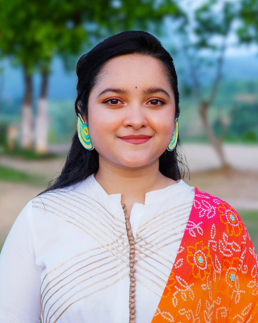 Desisnitch Handmade Half Moon Beaded Fan Earrings