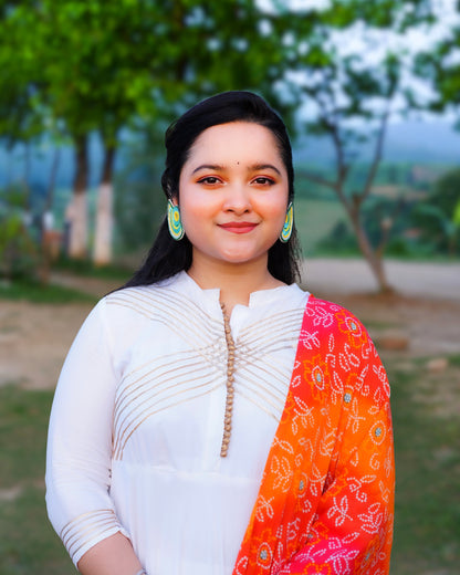 Desisnitch Handmade Half Moon Beaded Fan Earrings