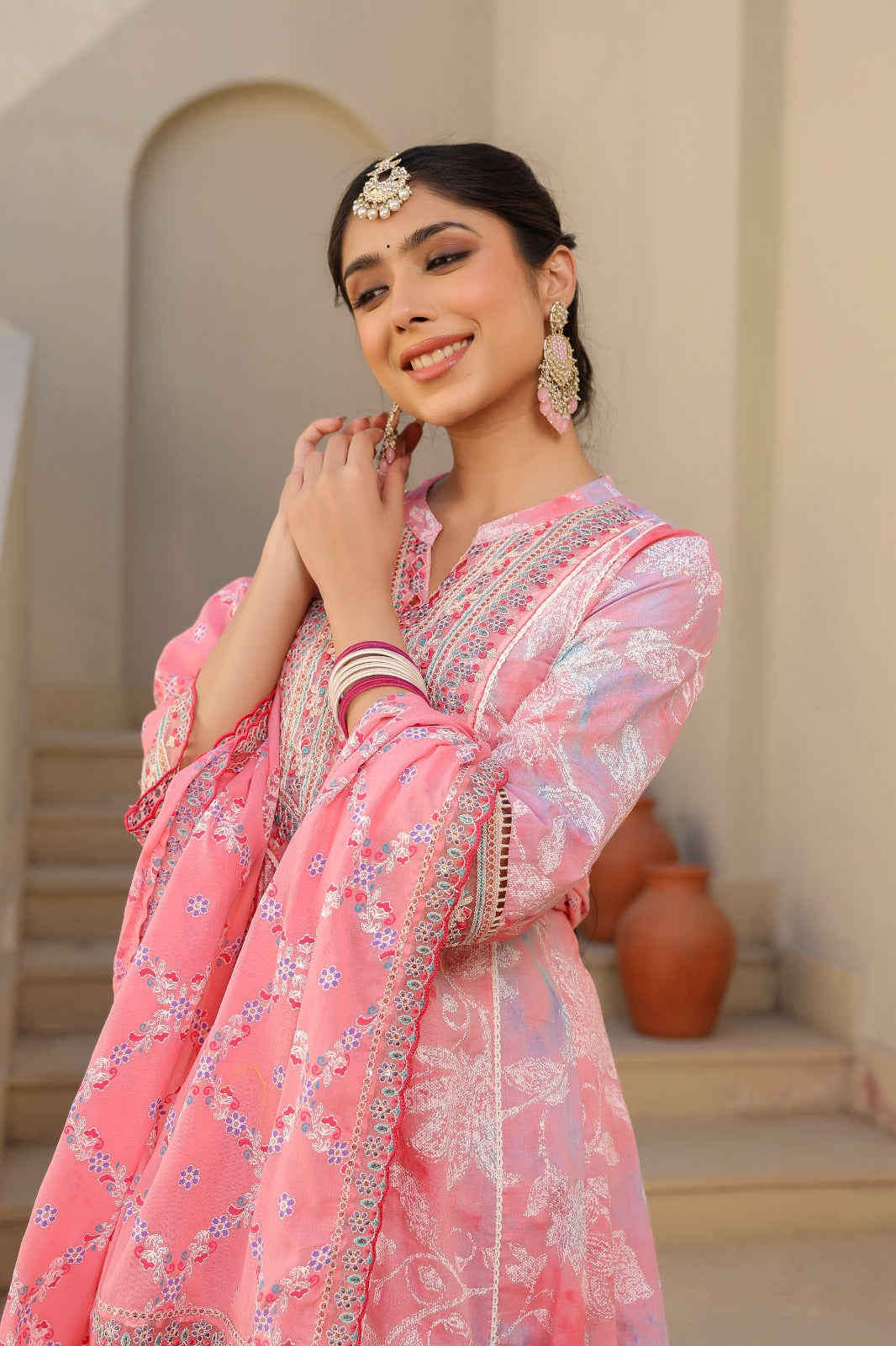 Aqua Elegance Embroidered Anarkali Set