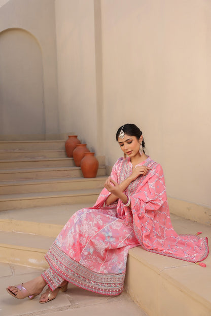 Aqua Elegance Embroidered Anarkali Set