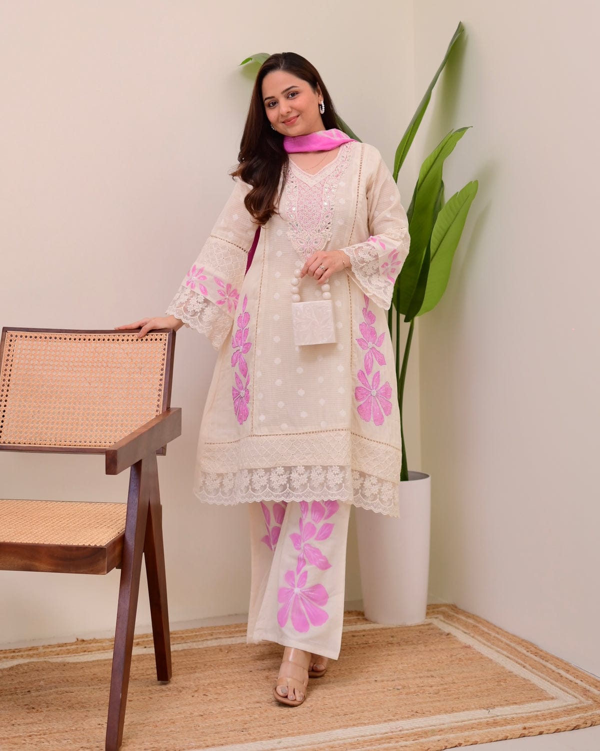 Noor Embroidered Lawn Suit – Peach Blossom