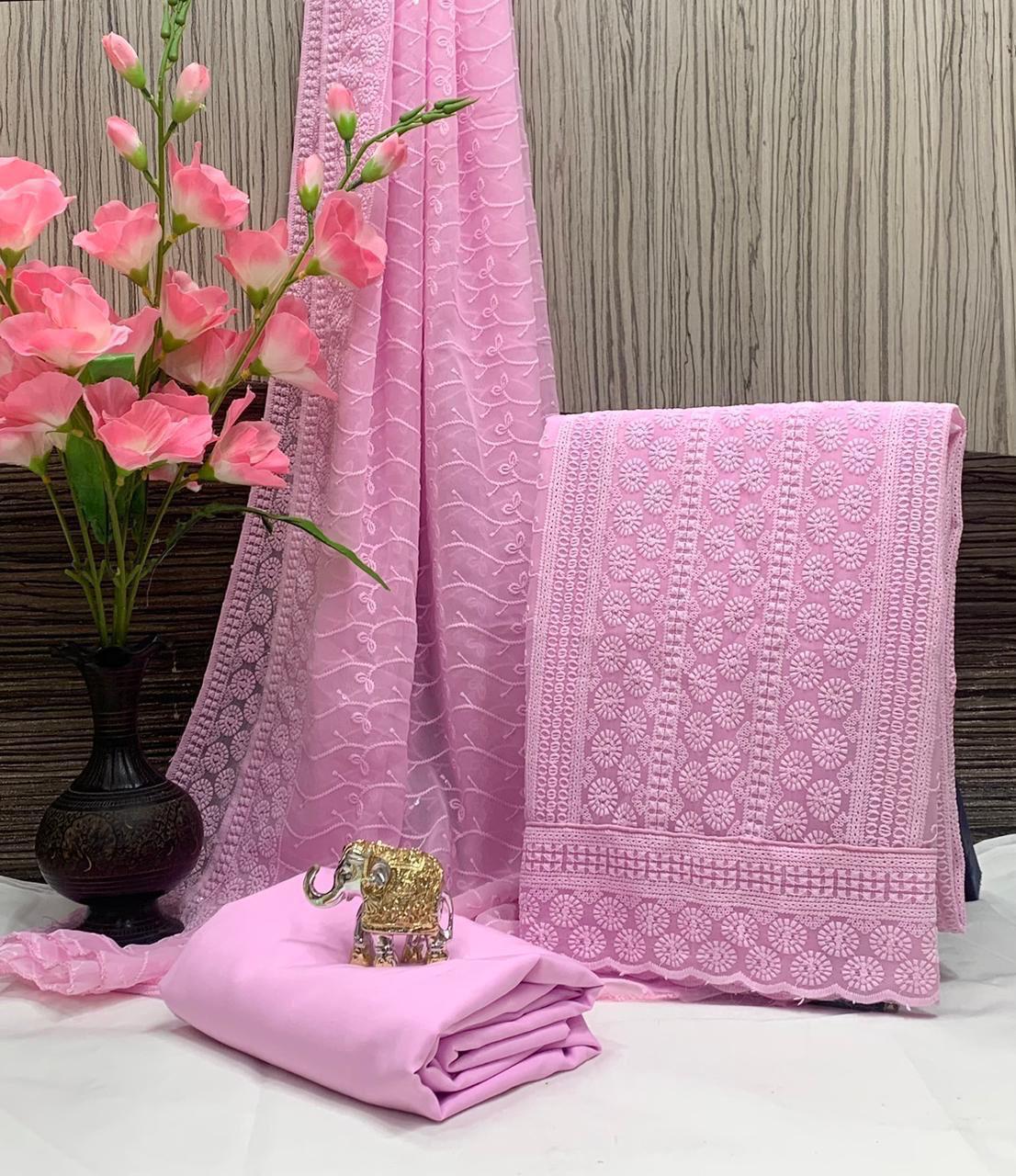 Elegant Chikankari Georgette Suit – Timeless Grace & Craftsmanship