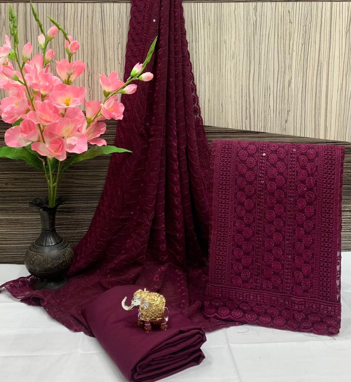 Elegant Chikankari Georgette Suit – Timeless Grace & Craftsmanship