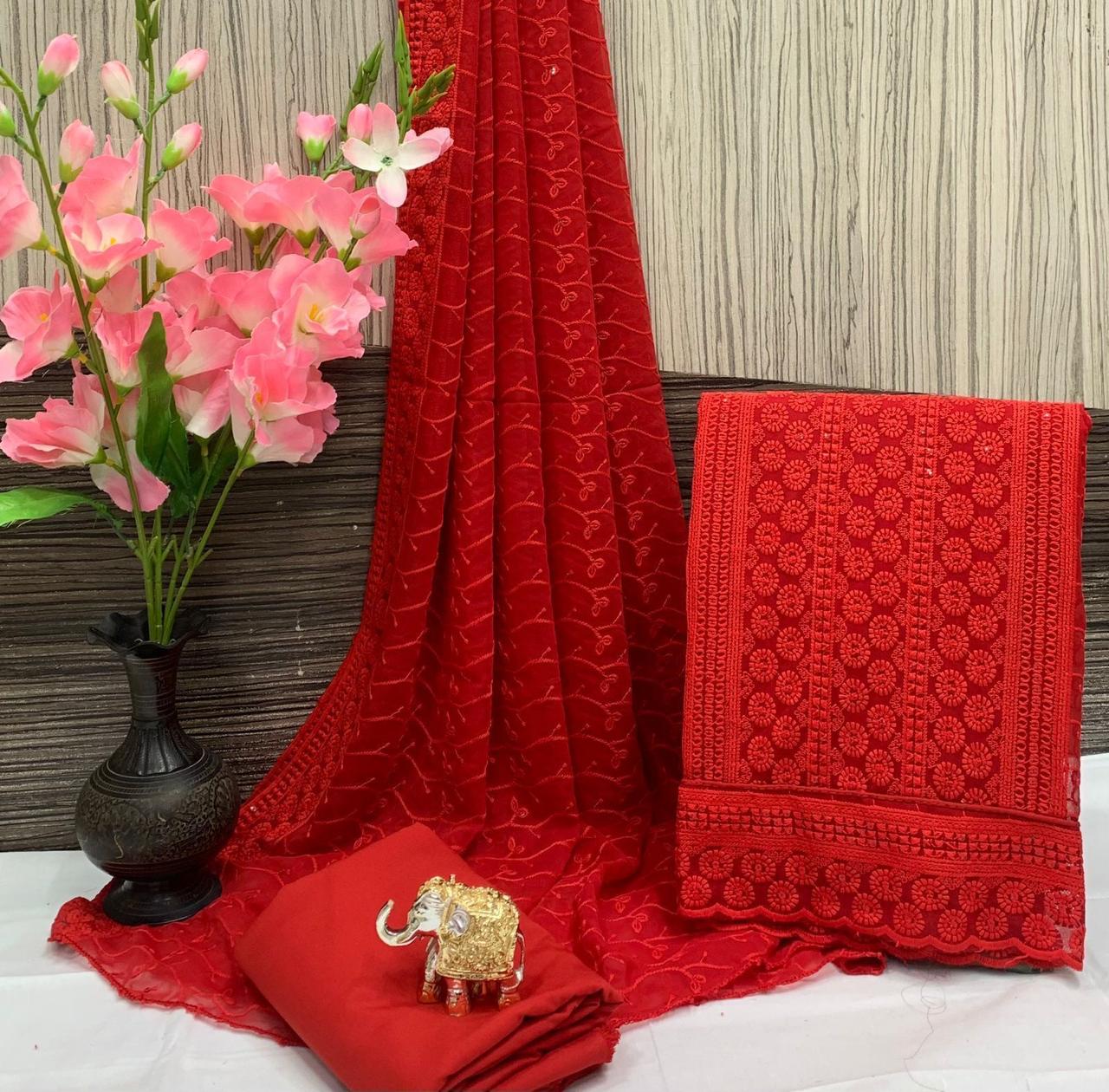 Elegant Chikankari Georgette Suit – Timeless Grace & Craftsmanship