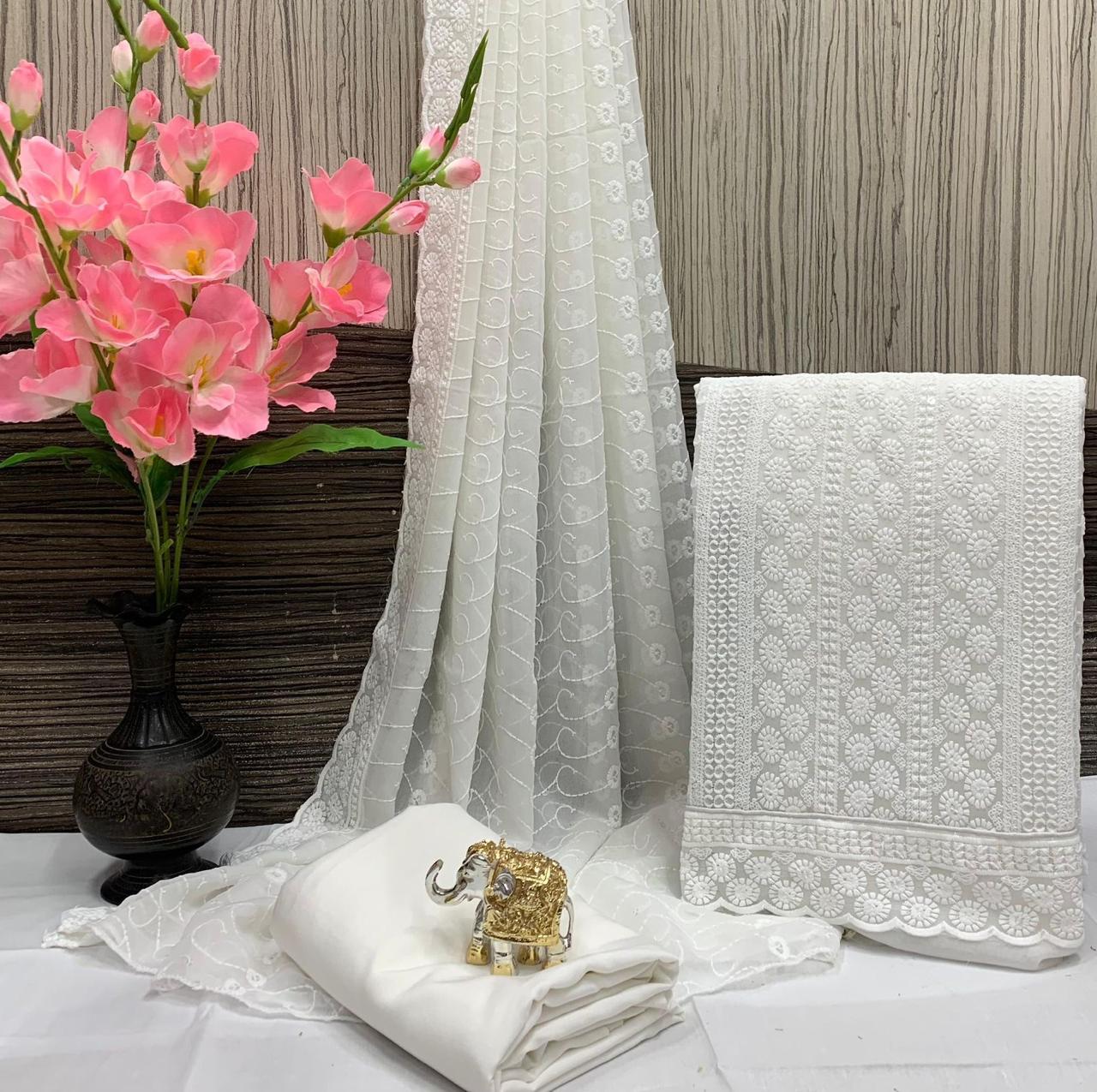 Elegant Chikankari Georgette Suit – Timeless Grace & Craftsmanship