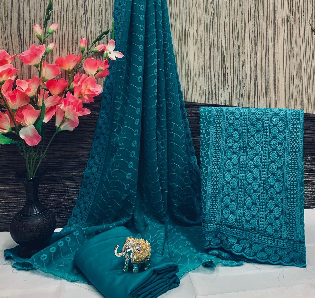 Elegant Chikankari Georgette Suit – Timeless Grace & Craftsmanship