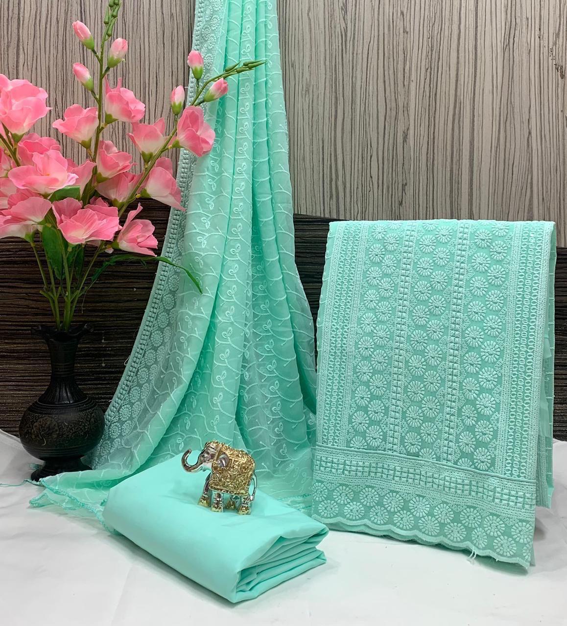 Elegant Chikankari Georgette Suit – Timeless Grace & Craftsmanship