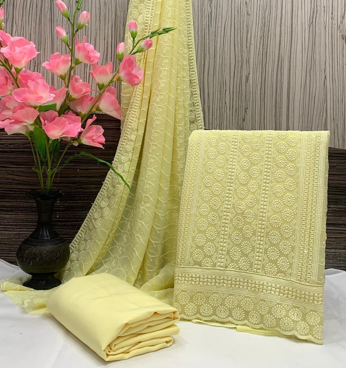 Elegant Chikankari Georgette Suit – Timeless Grace & Craftsmanship