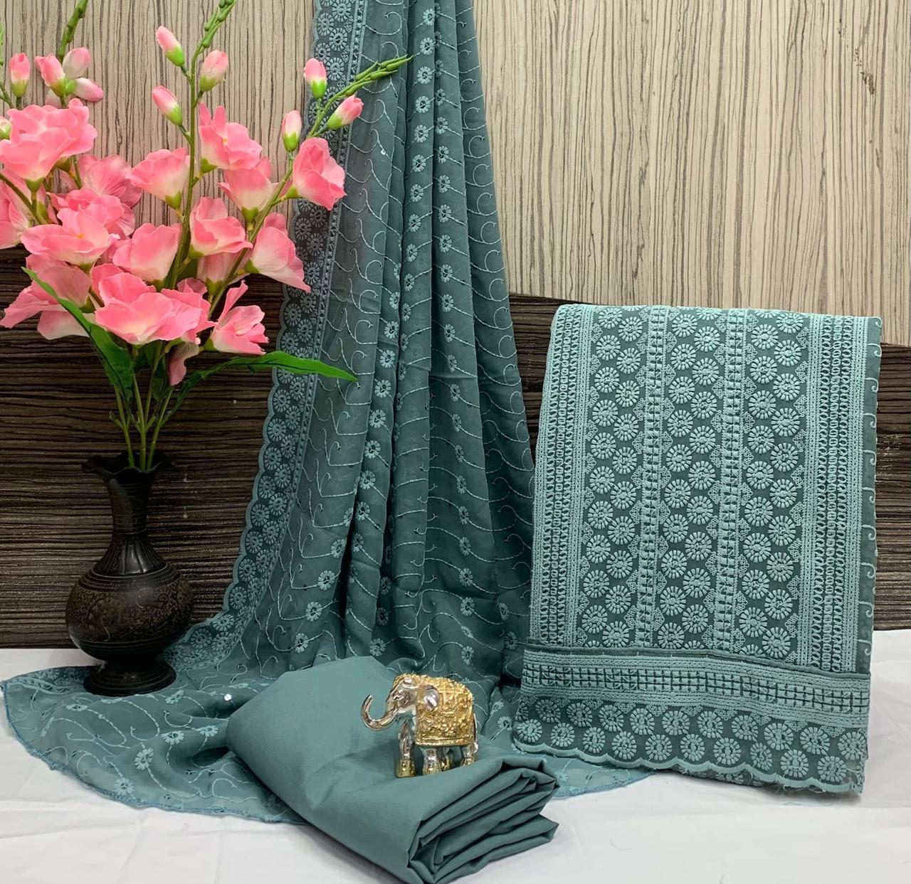 Elegant Chikankari Georgette Suit – Timeless Grace & Craftsmanship