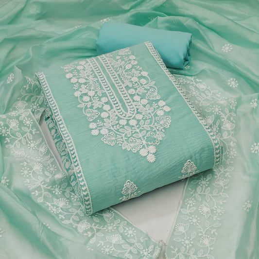 Elegant Chanderi Embroidered Suit – Timeless Grace & Comfort