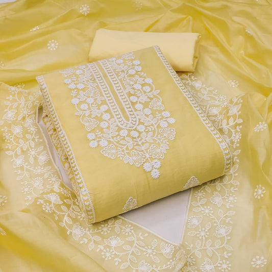Elegant Chanderi Embroidered Suit – Timeless Grace & Comfort