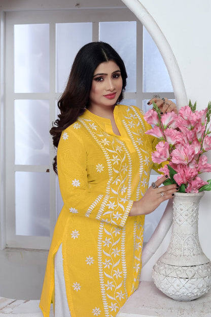 Chikankari Kurti Pant Set – Heavy Rayon | New Concept Design