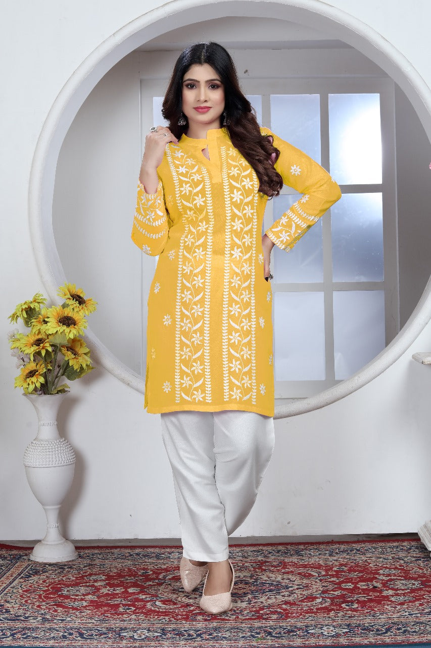 Chikankari Kurti Pant Set – Heavy Rayon | New Concept Design