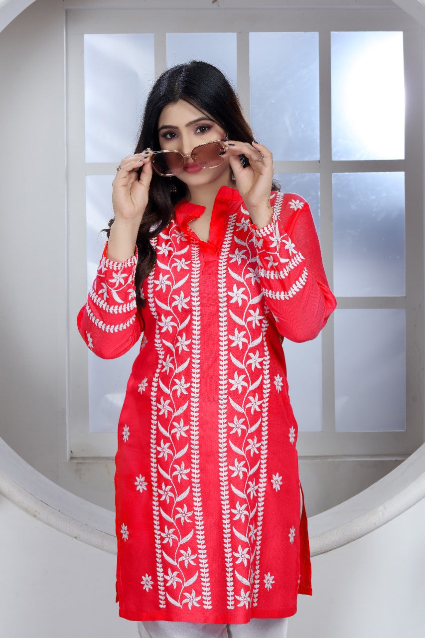 Chikankari Kurti Pant Set – Heavy Rayon | New Concept Design