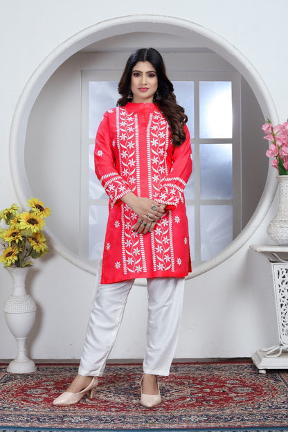 Chikankari Kurti Pant Set – Heavy Rayon | New Concept Design