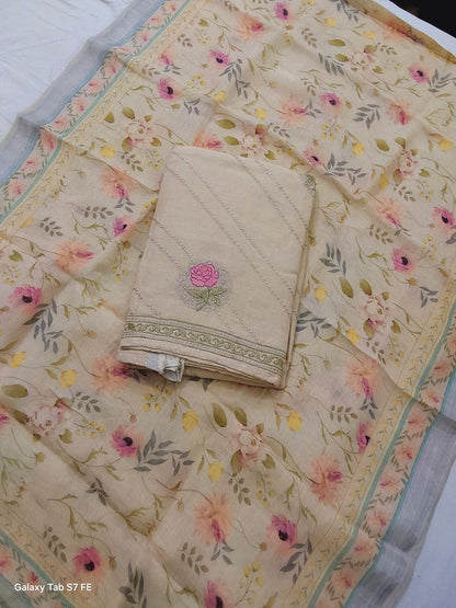 Premium Pure Linen – 3 Pc Unstitched Suit Set