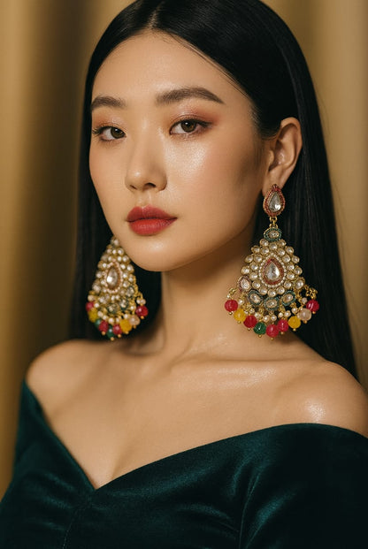 Colourful moti earings