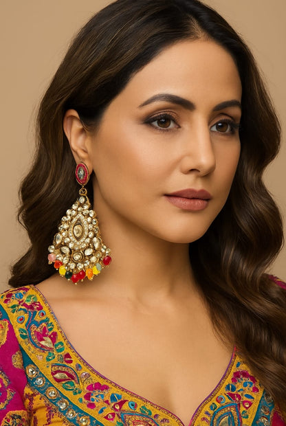 Colourful moti earings