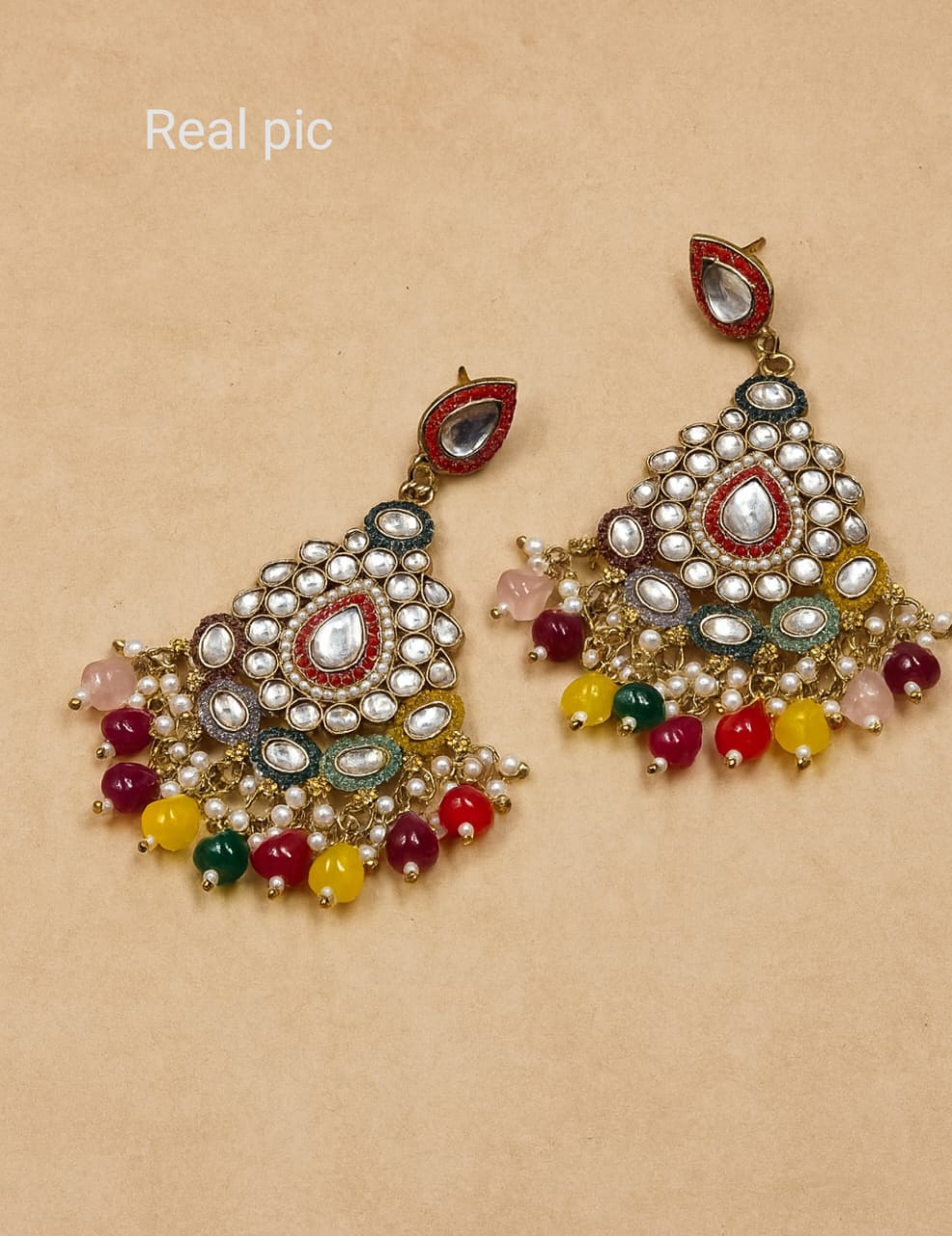 Colourful moti earings