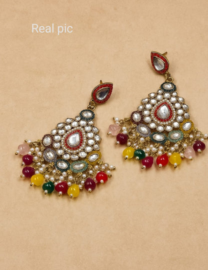 Colourful moti earings